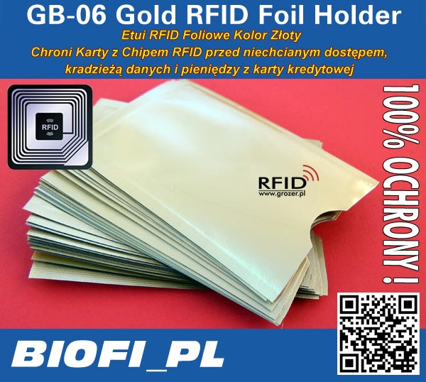 GB-06 Gold RFID Foil Holder - ETUI RFID 100% OCHRONA kart zbliżeniowych