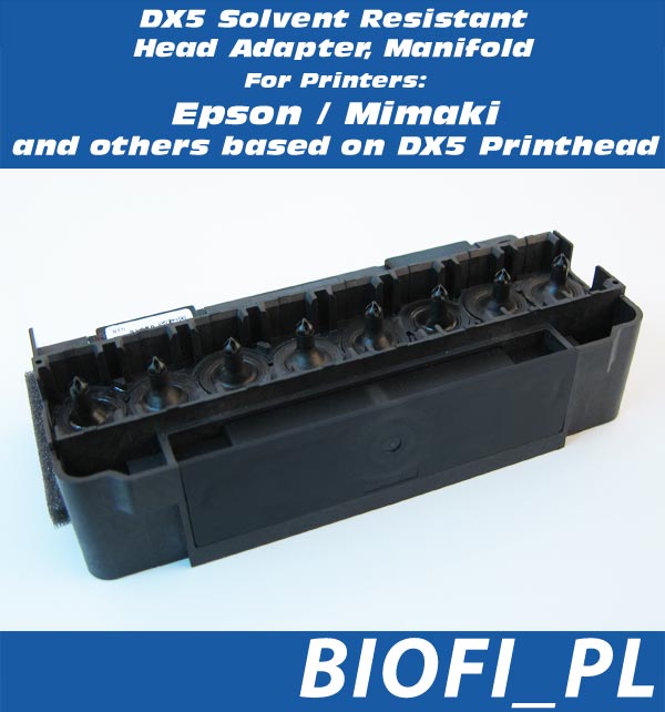 DX5 Solvent Resistant Head Adapter, Manifold Epson, Mimaki Base