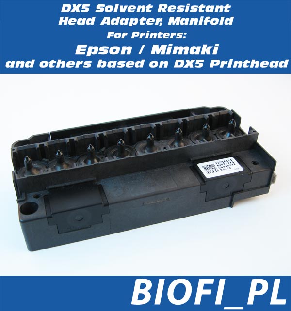 DX5 Solvent Resistant Head Adapter, Manifold Epson, Mimaki Base