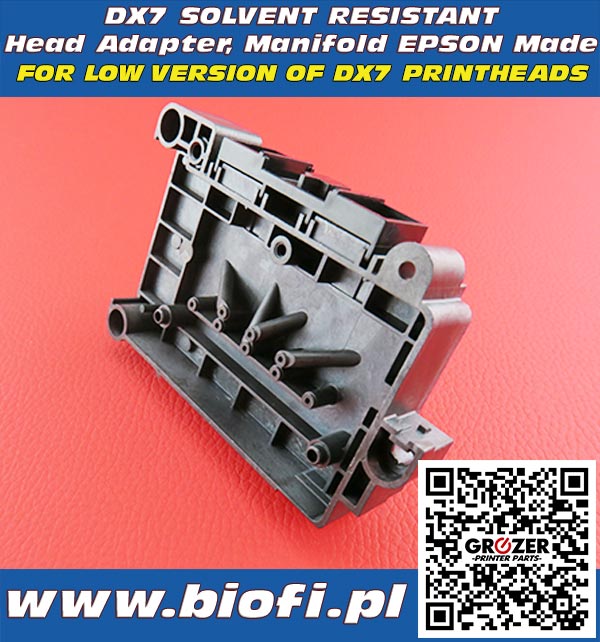 Adapter, Kapturek do Głowicy DX7 - Wersja Solwentowa, Solvent Resistant Head Adapter, Manifold EPSON DX7 Printheads