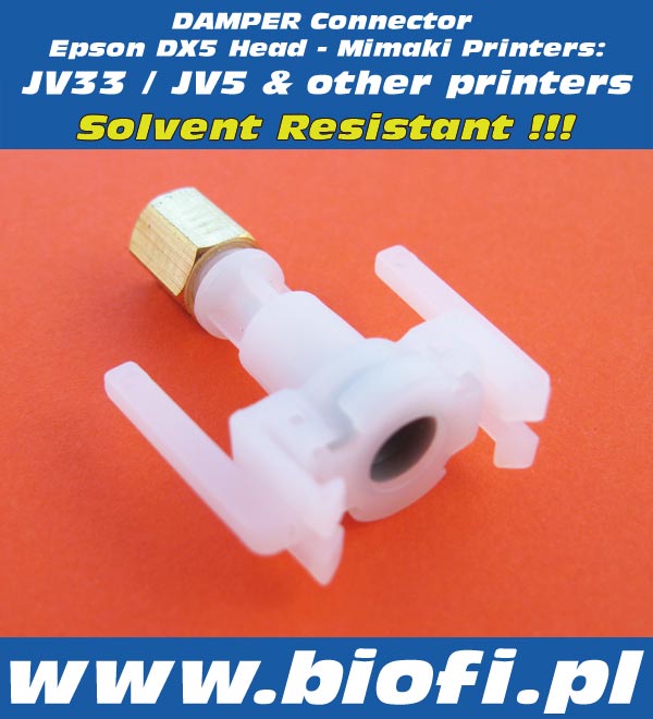 Damper Connector Mimaki JV33 / JV5 , Roland, Mutoh and other Printers | Solvent Resistant