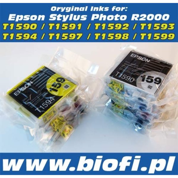 Oryginalny Tusz EPSON R2000 - T1598 - Matte Black