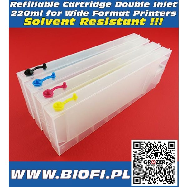 4 x Cartridge Refillable 220ml Solvent Double Inlet