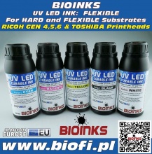 GSU Elastyczny - Tusz BIOINKS UV-LED RICOH - K,C,M,Y,Lc,Lm,W,Gloss - 1000ml