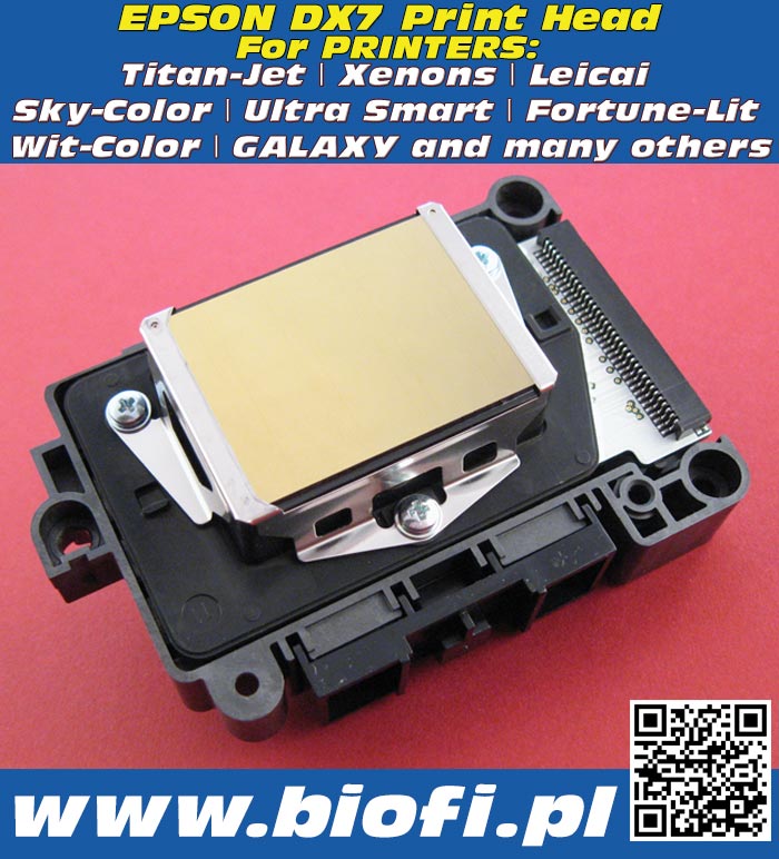 Głowica Drukująca EPSON DX7 PRINT HEAD GROZER PRINTER PARTS: GPP-0200EPS PrintHead for Printers: Titan-Jet, Xenons, Leicai, Sky-Color, Ultra Smart, Fortune-Lit, Wit-Color, GALAXY