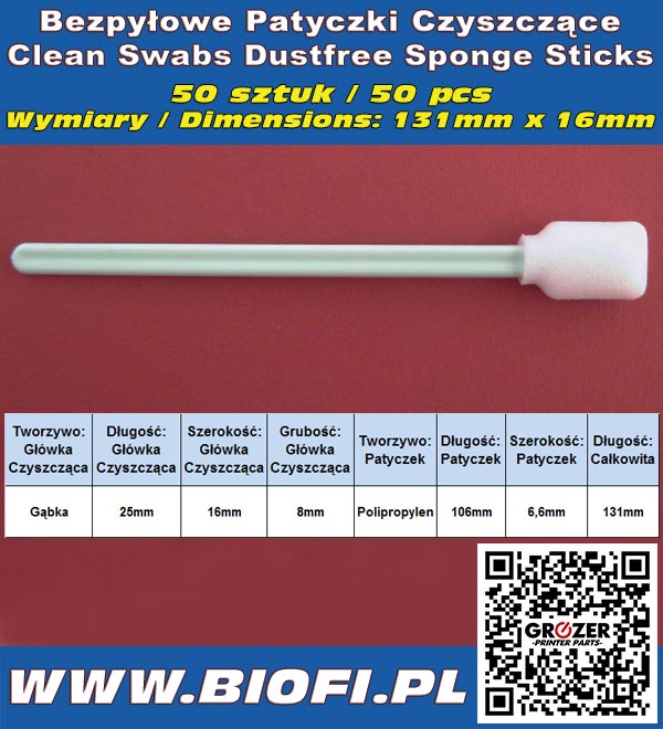 Patyczki Czyszczące Clean Swab (Sponge Stick) 50 PCS
