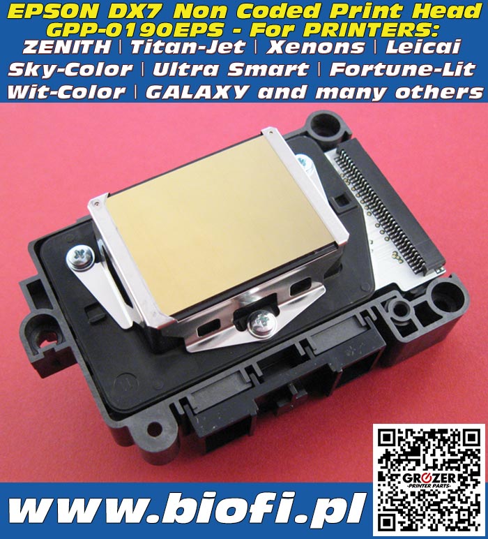 Głowica Drukująca EPSON DX7 PRINT HEAD GROZER PRINTER PARTS: GPP-0190EPS PrintHead for Printers: Titan-Jet, Xenons, Leicai, Sky-Color, Ultra Smart, Fortune-Lit, Wit-Color, GALAXY