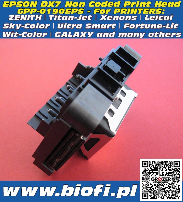 Głowica Drukująca EPSON DX7 PRINT HEAD GROZER PRINTER PARTS: GPP-0190EPS PrintHead for Printers: Titan-Jet, Xenons, Leicai, Sky-Color, Ultra Smart, Fortune-Lit, Wit-Color, GALAXY