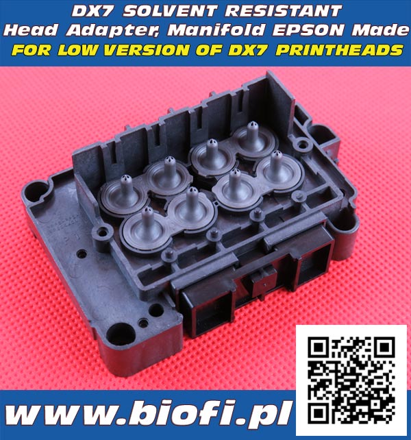 Adapter, Kapturek do Głowicy DX7 - Wersja Solwentowa, Solvent Resistant Head Adapter, Manifold EPSON DX7 Printheads