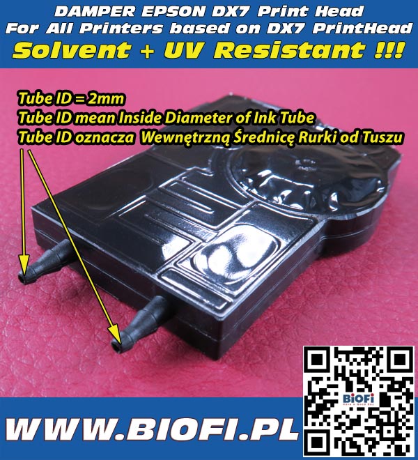 DX7 Damper for EPSON DX7 Printheads Odporna na Solvent i Światło UV / Solvent and UV Resistant