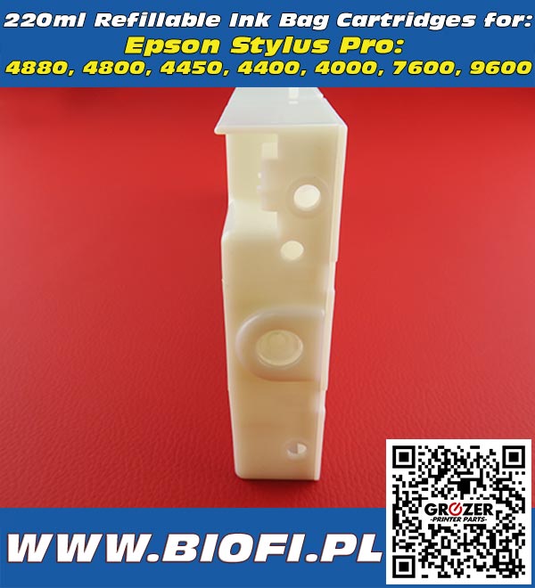 Refillable Ink Bag Cartridge 220ml Epson Stylus Pro 4880, 4800, 4450, 4400, 4000, 7600, 9600
