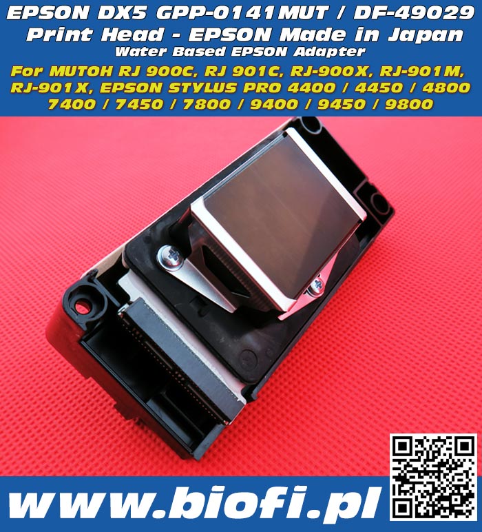 EPSON DX5 Print Head for MUTOH and EPSON PRINTERS, GPP-0141MUT / DF-49029 - WATER BASED Printhead