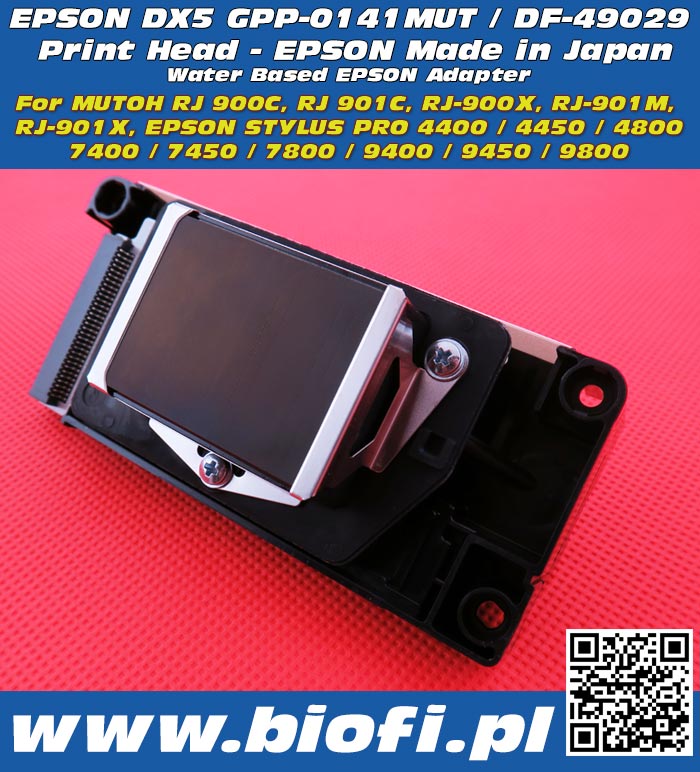 EPSON DX5 Print Head for MUTOH and EPSON PRINTERS, GPP-0141MUT / DF-49029 - WATER BASED Printhead