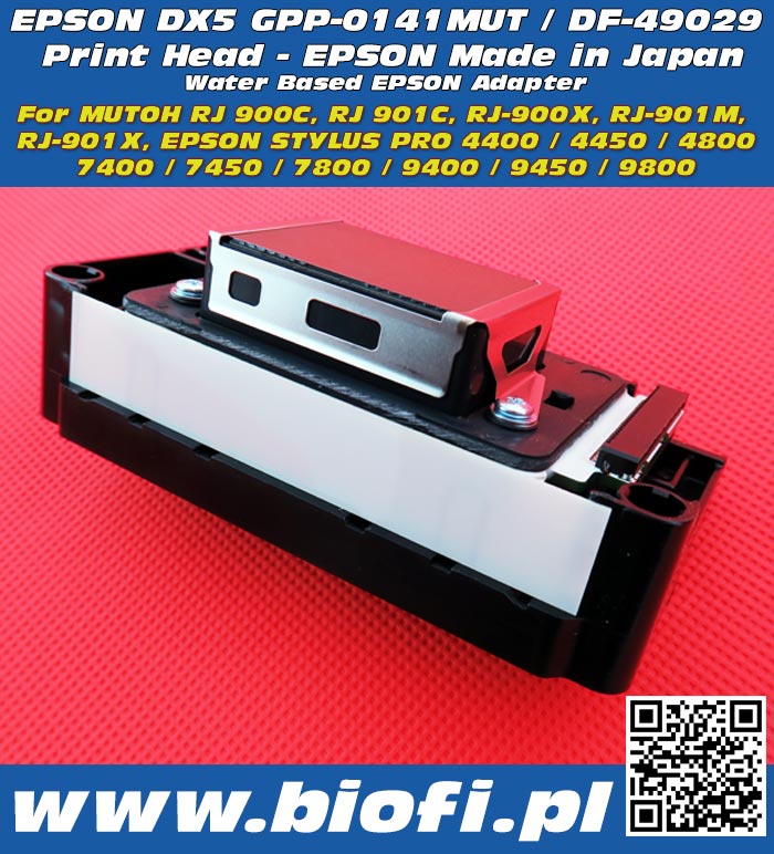 EPSON DX5 Print Head for MUTOH and EPSON PRINTERS, GPP-0141MUT / DF-49029 - WATER BASED Printhead