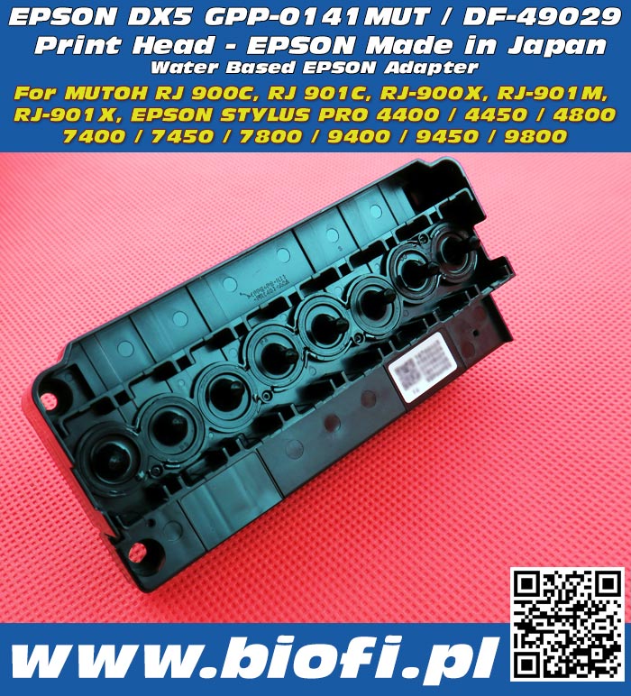 EPSON DX5 Print Head for MUTOH and EPSON PRINTERS, GPP-0141MUT / DF-49029 - WATER BASED Printhead